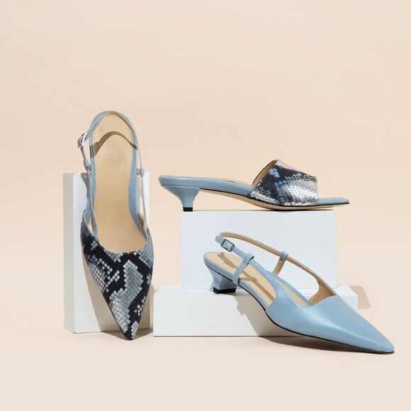 Sling Fling Low Slingback Kitten Heels by Kiki Price – Pale Blue - Picture 2 of 4